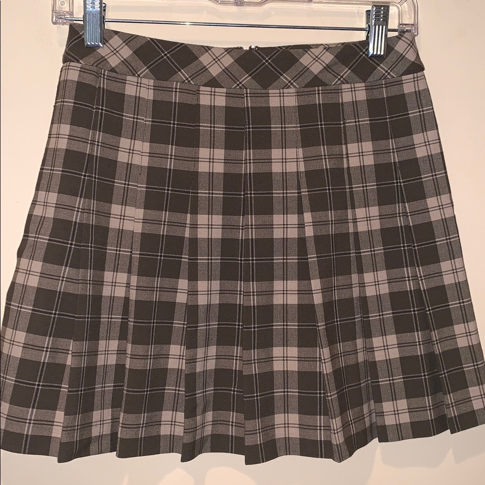 Sunday Best Checkered Pleated Skirt Brown and Beige Mini Sz 2